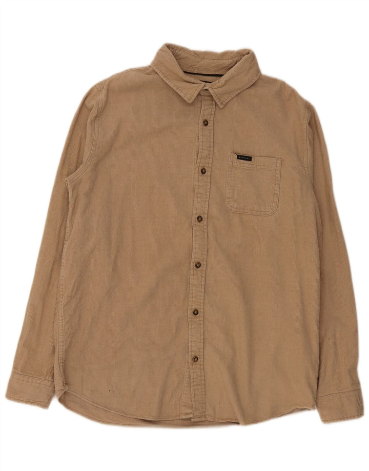 Rip Curl Camisa masculina de veludo cotelê médio bege algodão