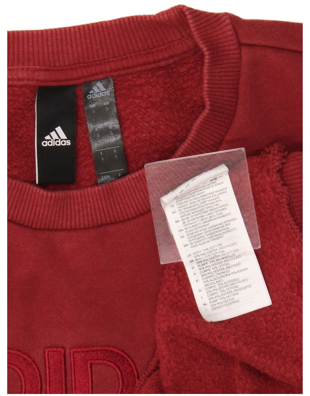 Adidas Mens Graphic Moletom Jumper Pequeno Algodão Borgonha