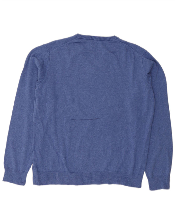 Suéter masculino Gant com decote em V XL algodão azul