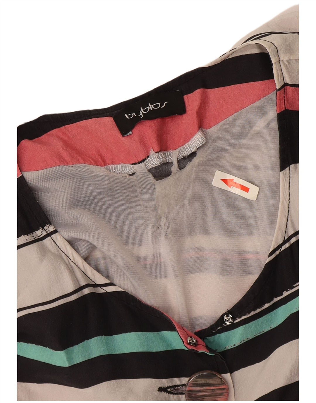 Vestido bainha feminino Byblos IT 40 pequeno seda listrada multicolorida