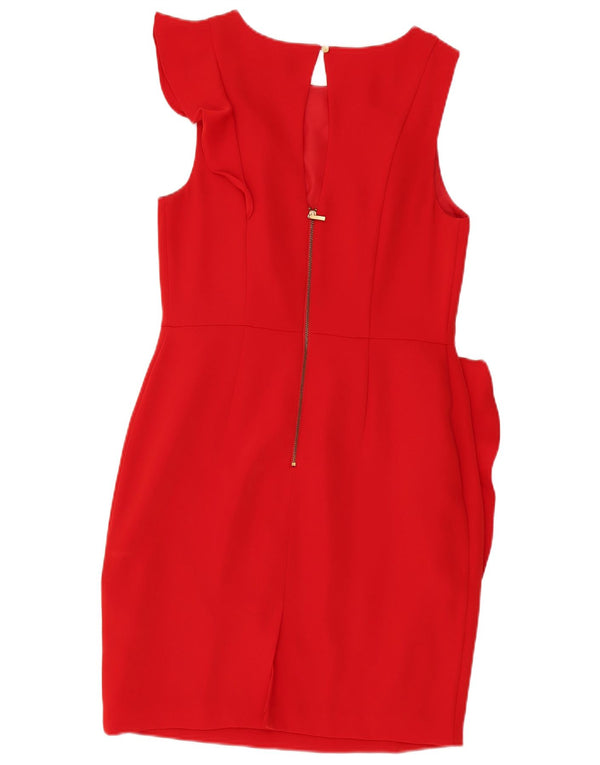 Vestido feminino Oasis sem mangas com bainha UK 12 poliéster vermelho médio