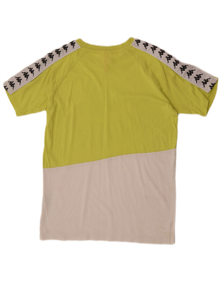 Camiseta gráfica masculina Kappa Top médio verde algodão colorblock
