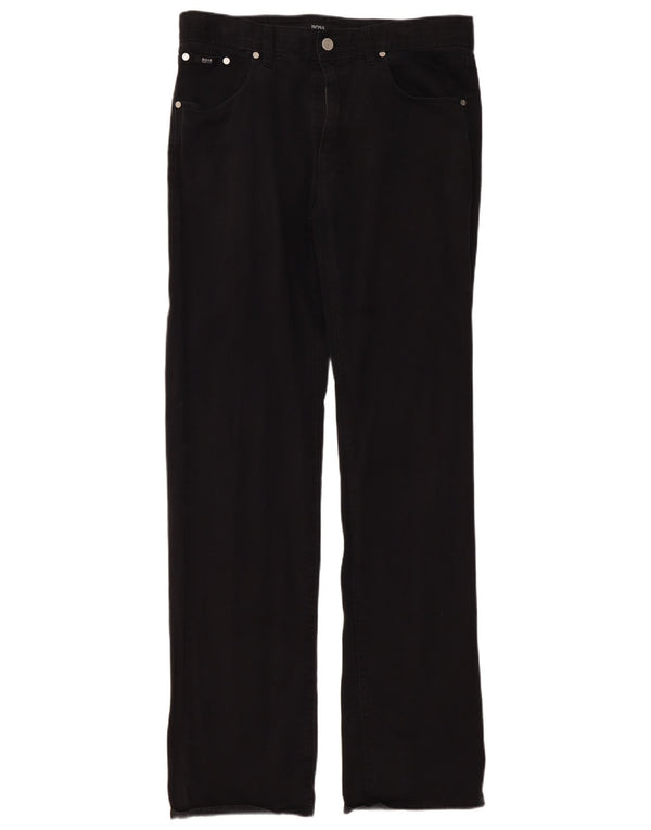 Hugo Boss Mens Straight Jeans W34 L34 Algodão Preto