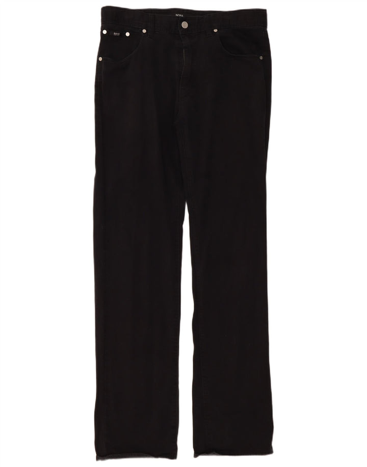 Hugo Boss Mens Straight Jeans W34 L34 Algodão Preto
