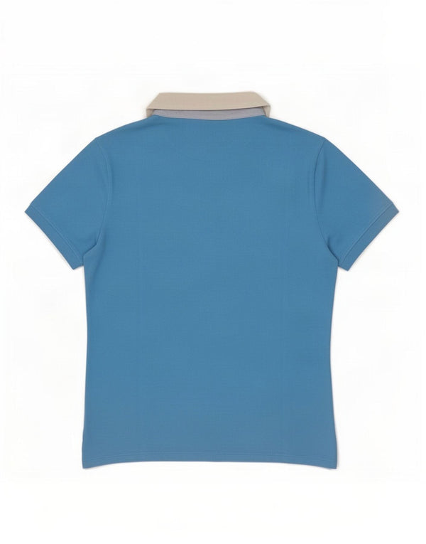 Camisa polo feminina da Aeronautica Militare UK 12 algodão colorblock azul médio
