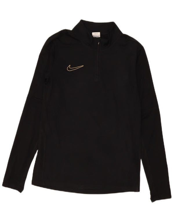 Pulôver masculino Nike Dri Fit com gola e zíper, top pequeno de poliéster preto