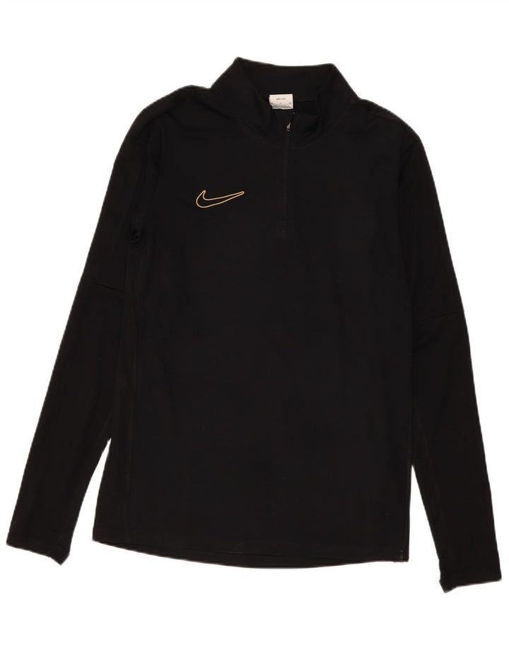 Pulôver masculino Nike Dri Fit com gola e zíper, top pequeno de poliéster preto