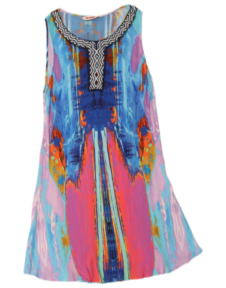 Desigual Vestido feminino com padrão abstrato tenda EU 44 XL multicolorido