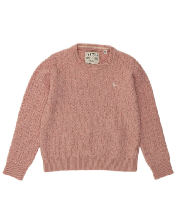 Suéter feminino Jack Wills com gola canoa e lã merino rosa grande Reino Unido 14