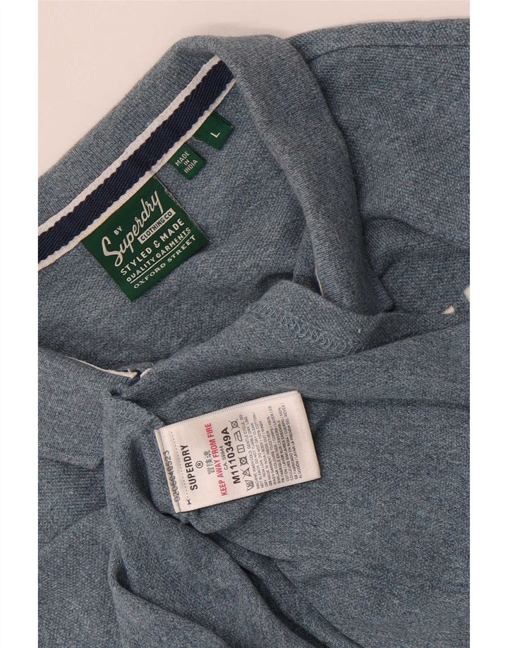 Camisa polo masculina Superdry gráfica grande algodão azul