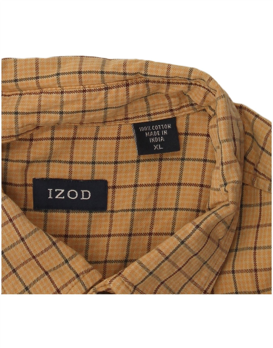Camisa masculina de flanela IZOD XL algodão xadrez amarelo