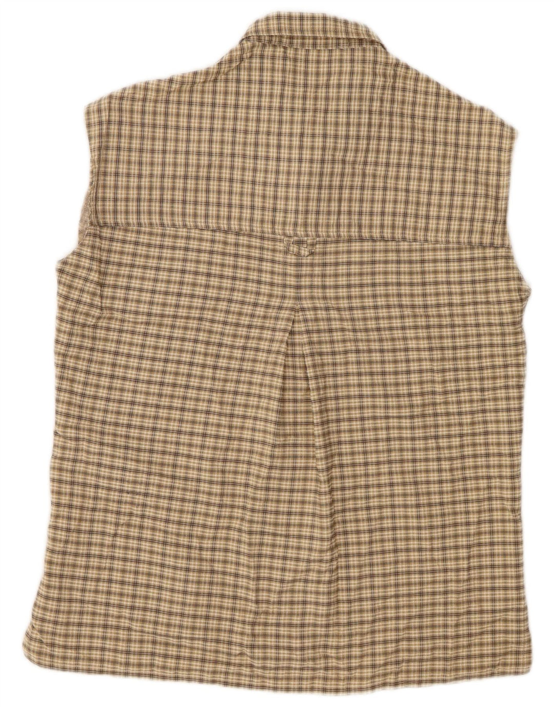 Camisa feminina sem mangas JACK WOLFSKIN Reino Unido 10 poliéster xadrez bege pequeno