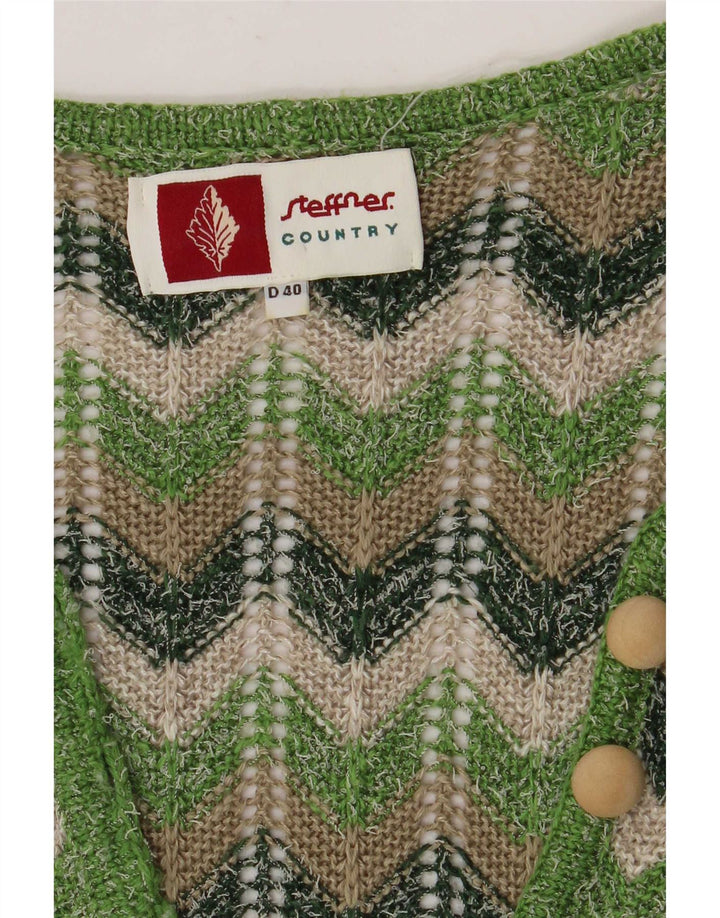 Steffner Suéter feminino cropped cardigan UE 40 médio verde Chevron