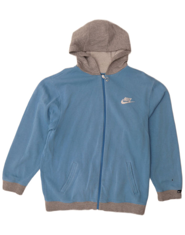 Suéter Nike Boys Zip com capuz 13-14 anos XL azul colorblock algodão