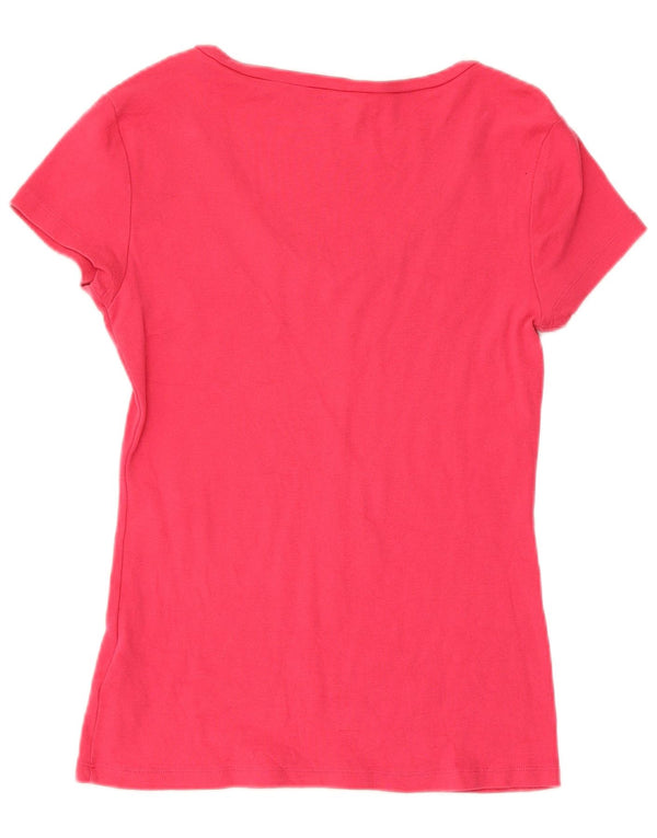 Tommy Hilfiger Camiseta feminina de manga curta Slim Fit Top UK 12 Médio Vermelho