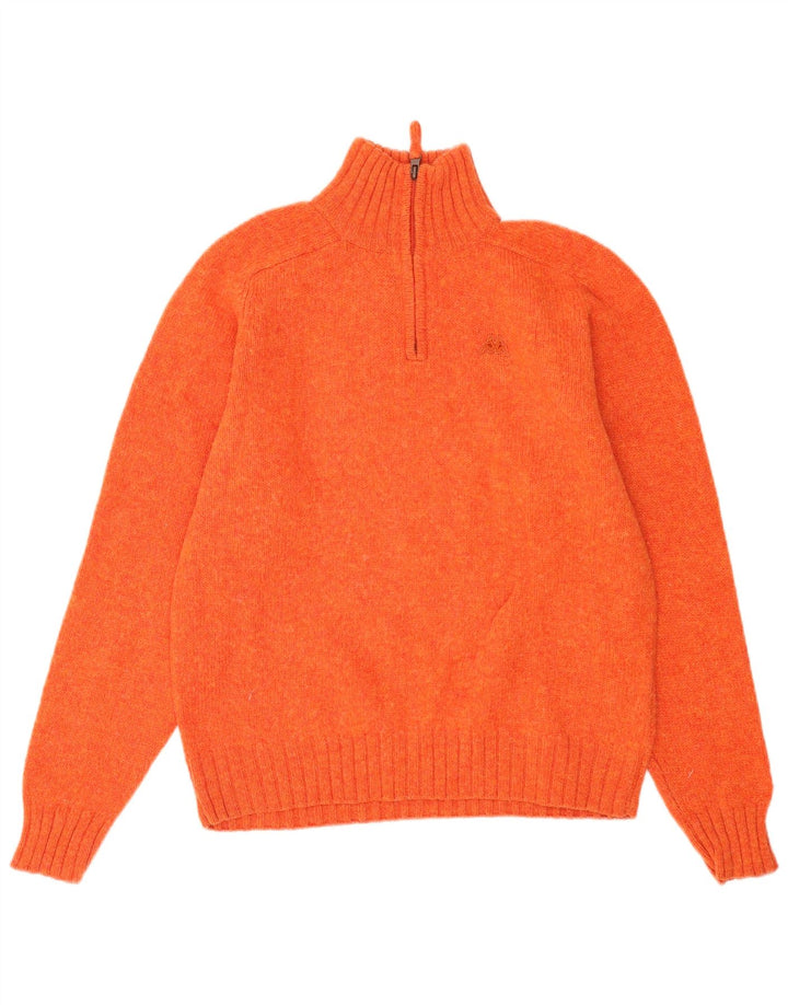Suéter masculino Kappa com zíper e gola em lã virgem médio laranja