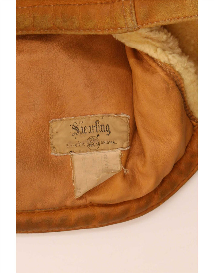 Jaqueta masculina vintage Shearling UK 42 XL Bege Shearling