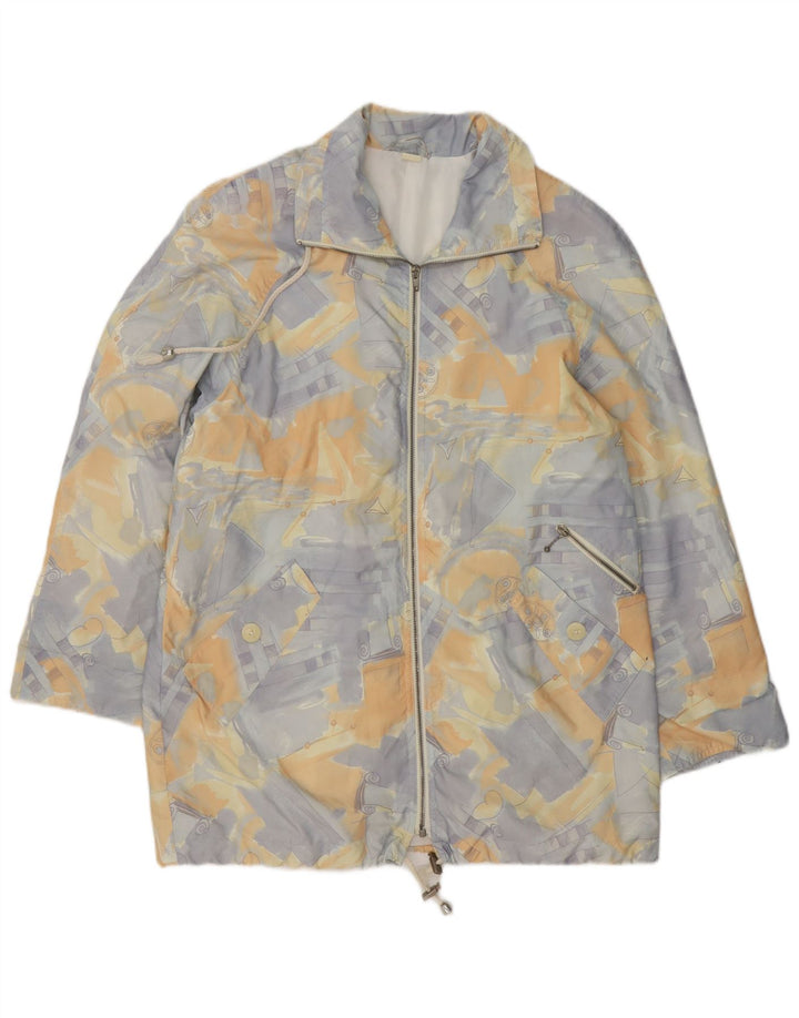 Casaco corta-vento feminino vintage com padrão abstrato UE 42 grande multicolorido