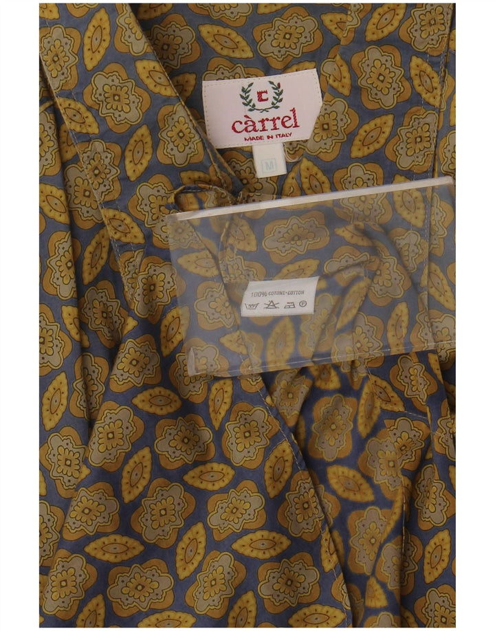 Camisa masculina de manga curta Carrel de algodão floral cáqui médio