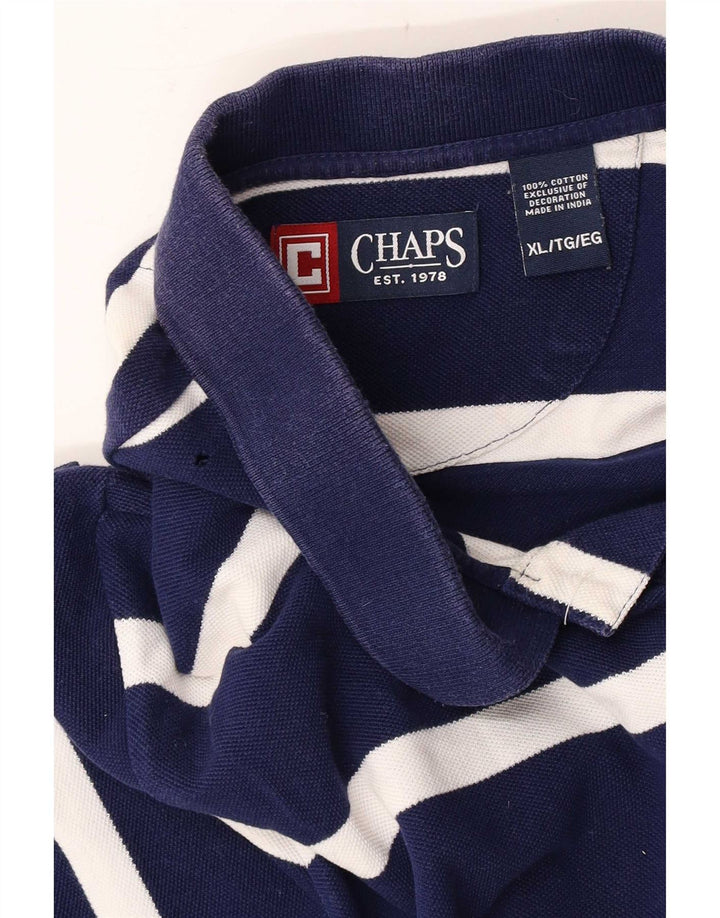 Camisa polo masculina Chaps XL azul marinho listrado algodão
