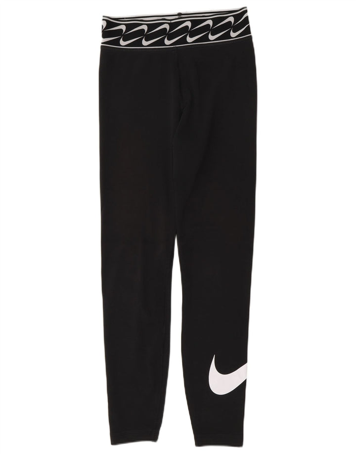 NIKE Womens Graphic Leggings UK 8 Small  Black Cotton