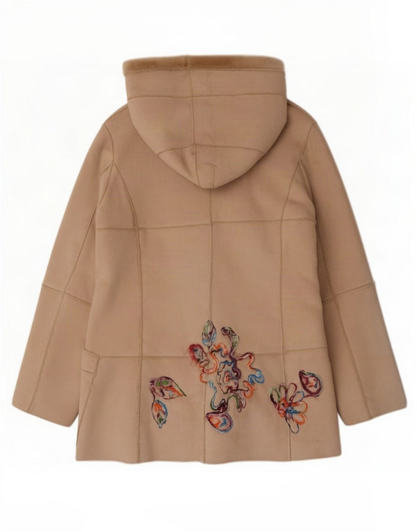 Casaco feminino Sherpa com capuz Joe Browns UK 18 XL bege floral acrílico