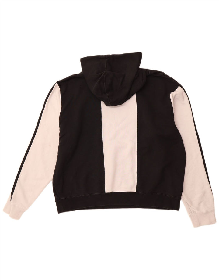 ADIDAS Mens Graphic Hoodie Jumper Grande Algodão Colorblock Preto