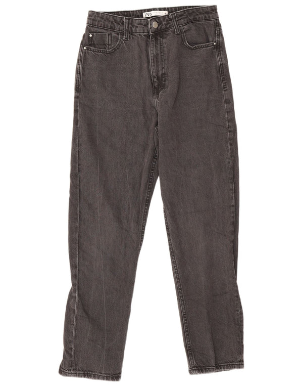 Calça jeans feminina cintura alta Zara EU 38 pequena W28 L27 algodão preto