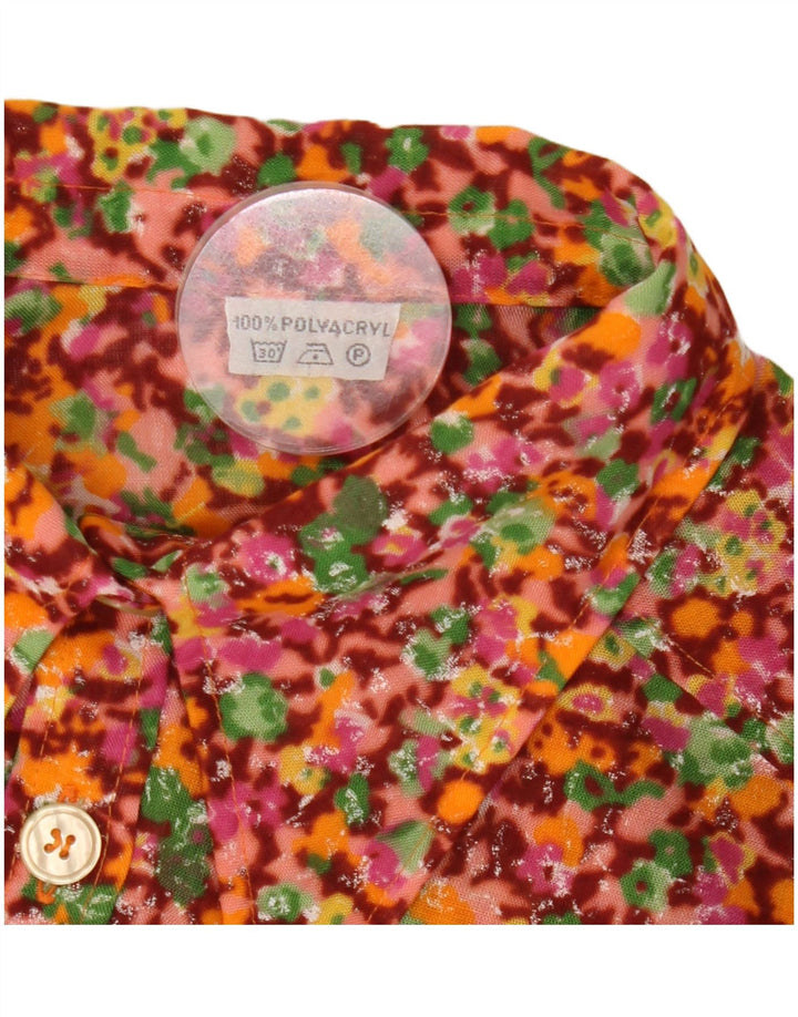 Body feminino vintage de manga comprida UK 12 médio floral multicolorido