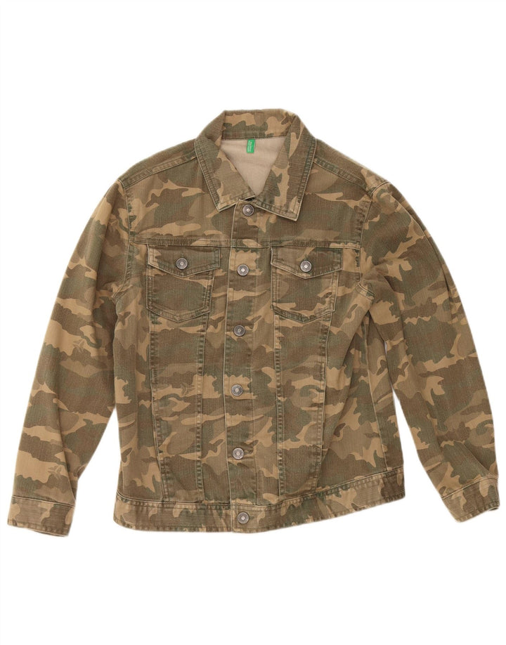 Jaqueta jeans Benetton Boys 9-10 anos camuflagem cáqui