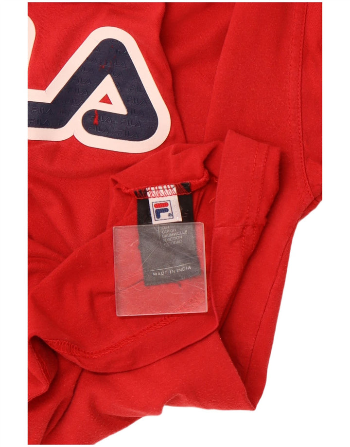 Camiseta masculina gráfica FILA Top médio algodão vermelho