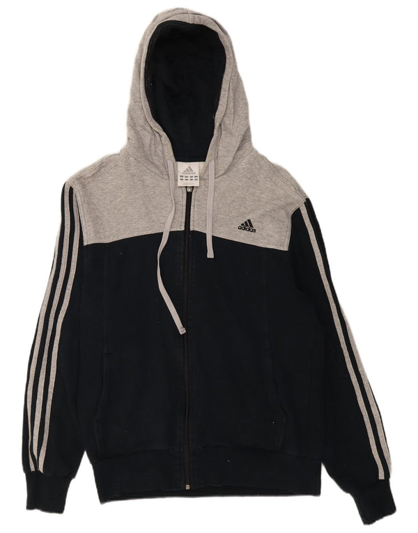 ADIDAS Mens Zip Hoodie Sweater UK 36/38 Pequeno Cinza Colorblock Algodão