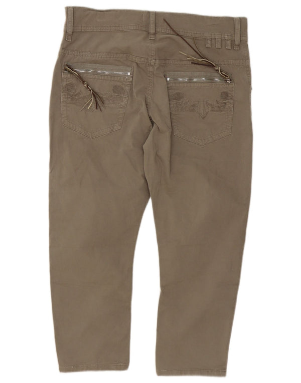 Calça Capri Feminina Slim Diesel W29 L22 Algodão Cáqui