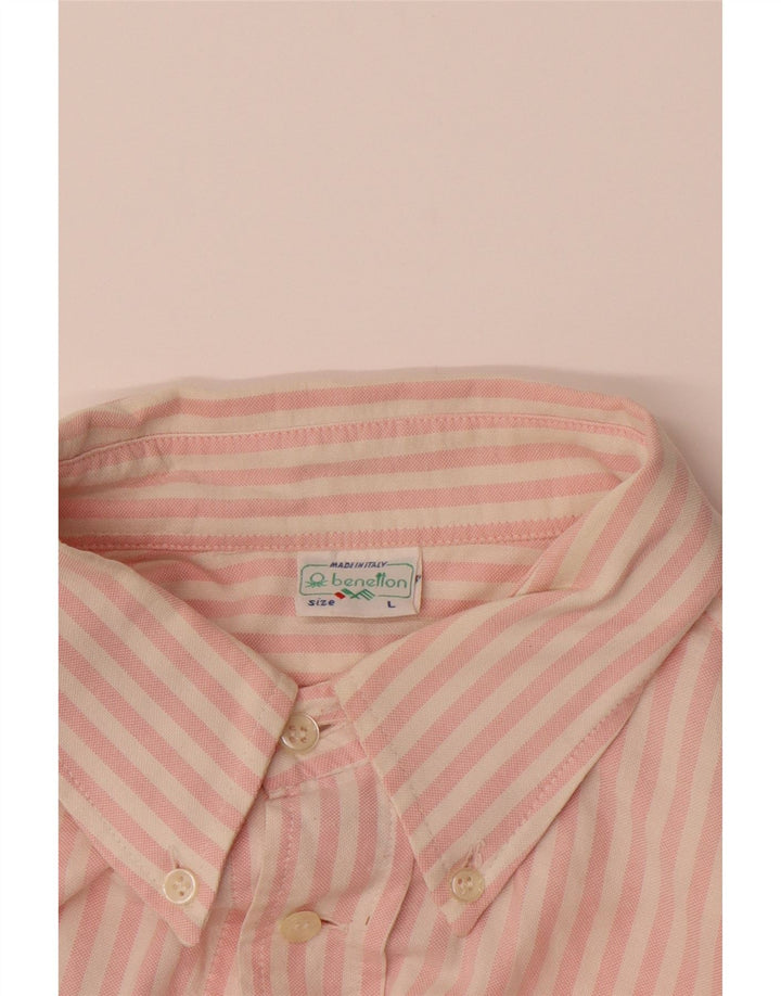 Camisa masculina folgada BENETTON grande listrada rosa