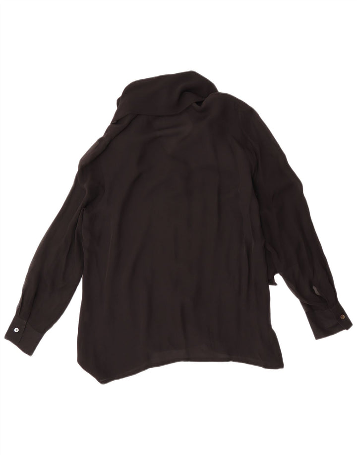 Blunauta blusa feminina com gravata frontal IT 44 seda preta média