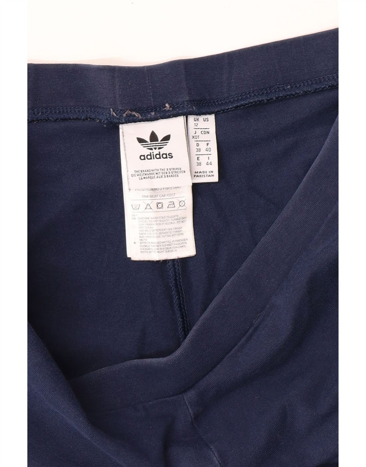 Leggings Adidas Femininas UK 12 Médio Azul Marinho Algodão