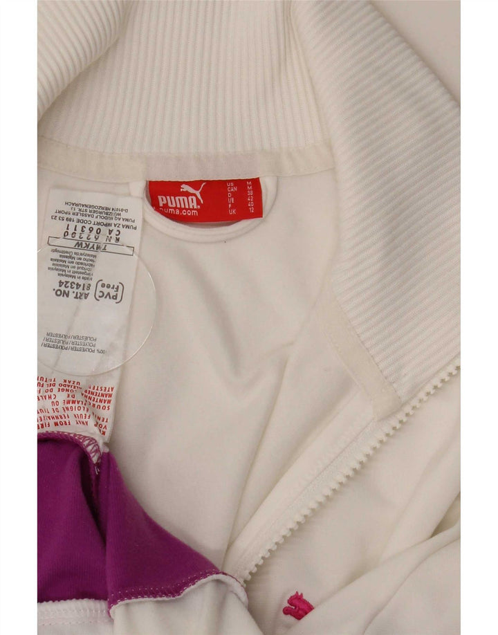 Puma Womens Tracksuit Top Jacket UK 12 Médio Branco Colourblock Poliéster