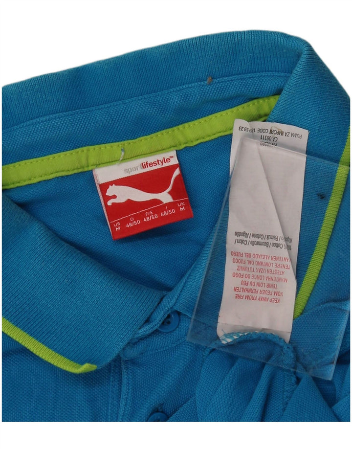 Camisa polo masculina PUMA algodão azul médio
