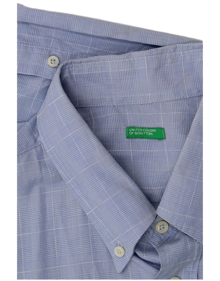 Camisa masculina Benetton grande xadrez azul