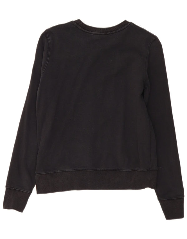 Calvin Klein Jeans feminino moletom gráfico jumper UK 10 pequeno preto
