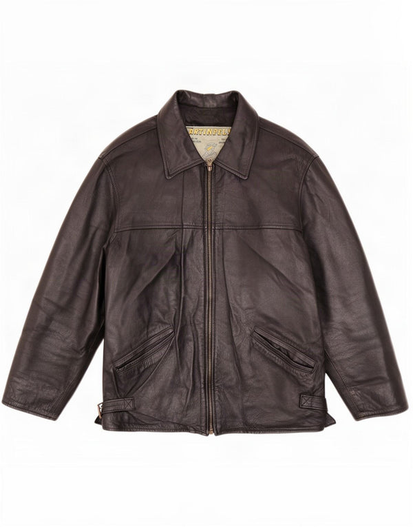 Jaqueta de couro masculina vintage IT 48 preto médio