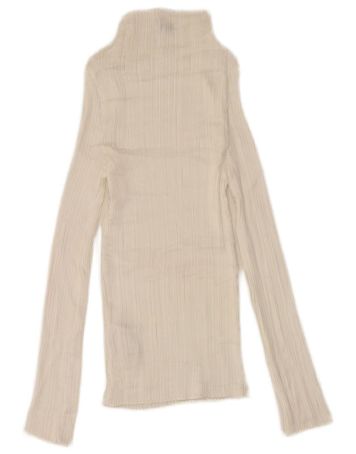 Top feminino Reiss manga comprida UK 6 XS poliéster branco