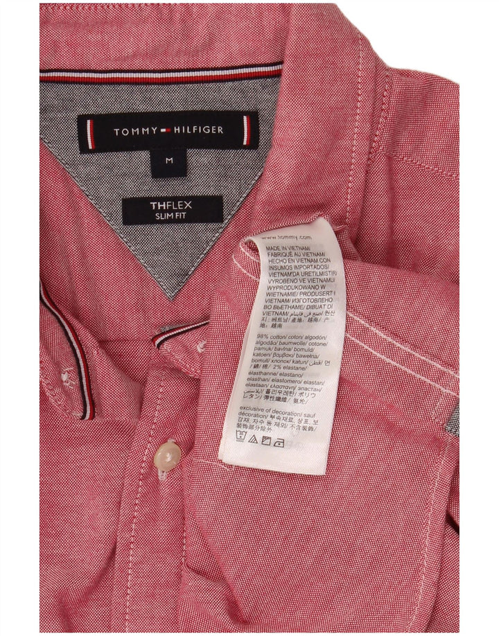 Camisa masculina Tommy Hilfiger Flex Slim Fit médio algodão rosa