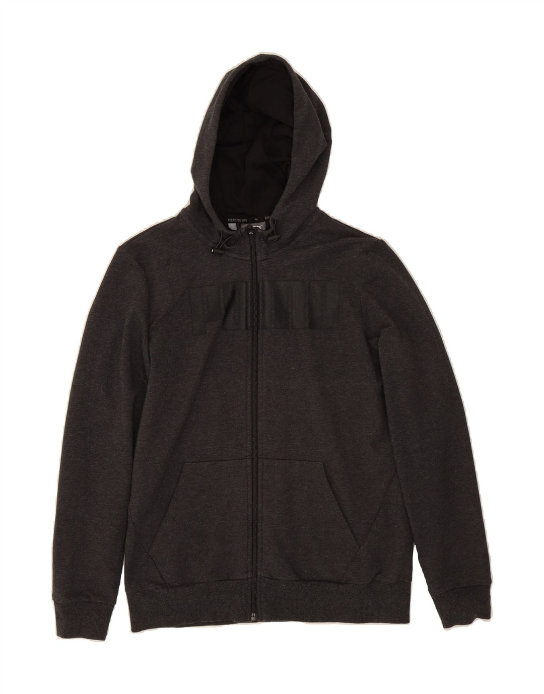 PUMA Womens Graphic Zip Hoodie Sweater UK 14 Large Grey Cotton Vintage Puma and Second-Hand Puma from Messina Hembry 
