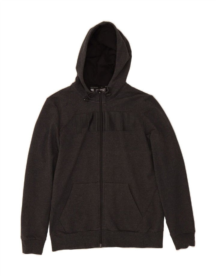 PUMA Womens Graphic Zip Hoodie Sweater UK 14 Large Grey Cotton Vintage Puma and Second-Hand Puma from Messina Hembry 