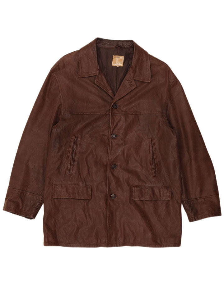 Jaqueta de couro masculina Conbipel IT 52 grande couro marrom
