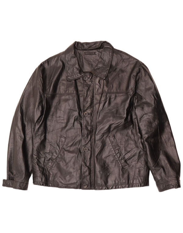 Jaqueta de couro masculina La Pelle IT 58 4XL preta
