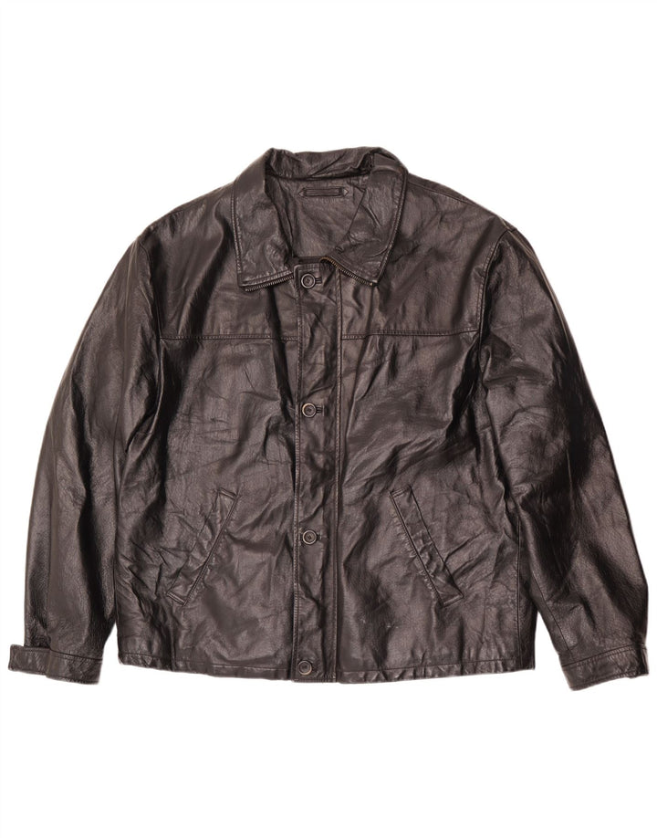 Jaqueta de couro masculina La Pelle IT 58 4XL preta