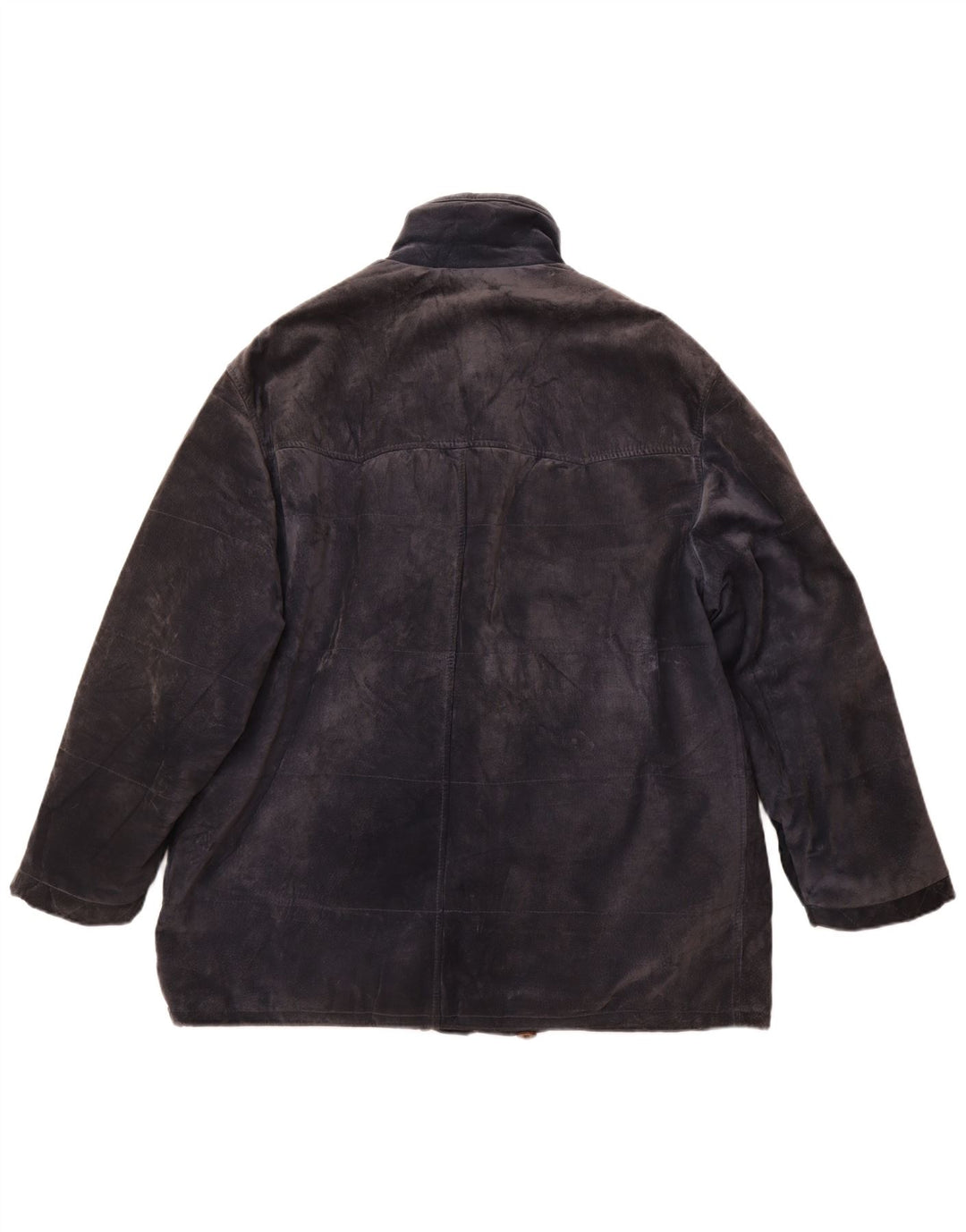 Casaco corta-vento masculino vintage em camurça IT 52 XL couro azul marinho