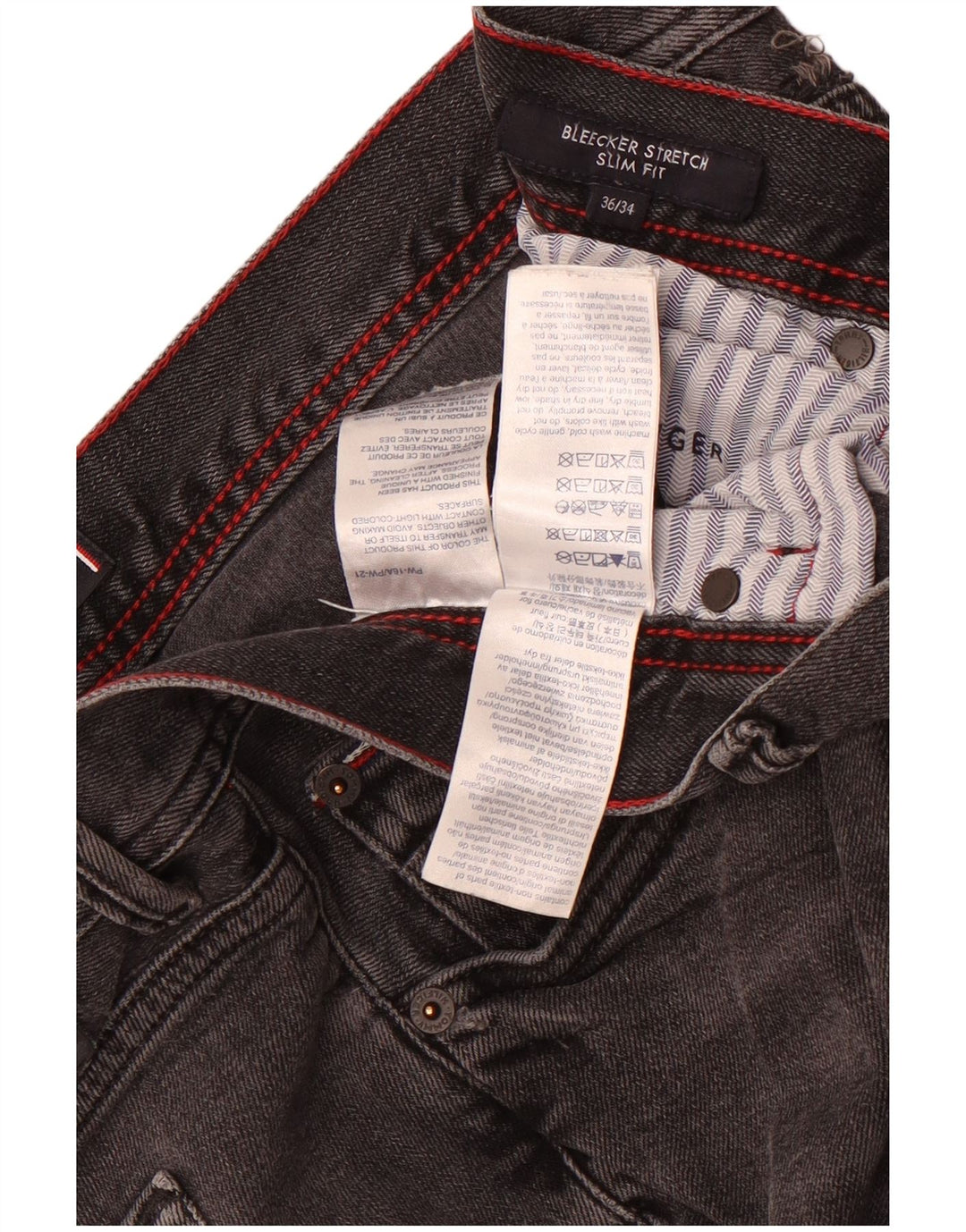 Tommy Hilfiger Masculino Bleecker Slim Jeans W36 L34 Cinza Algodão